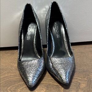Aldo Metallic Silver Women's Heels